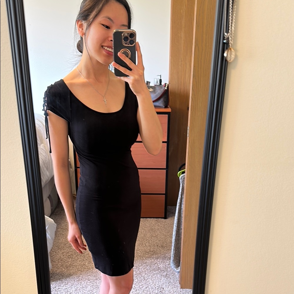 Garage Black Bodycon Midi Dress
